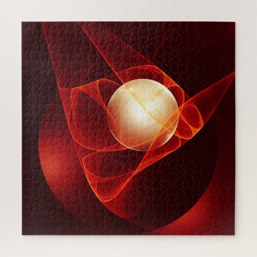 Abstracte moderne rode crème fantasy fractal kunst legpuzzel (Verticaal)
