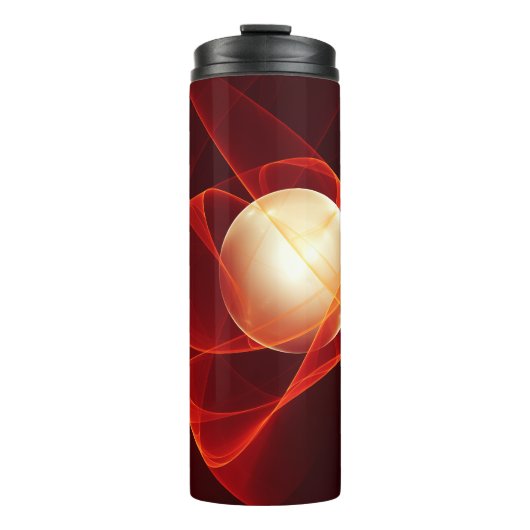 Abstracte moderne rode crème fantasy fractal kunst thermosbeker (Voorkant)