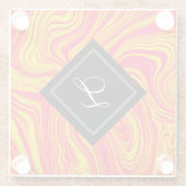 Abstracte moderne rode gele vloeibare marmer glazen onderzetter (Achterkant)