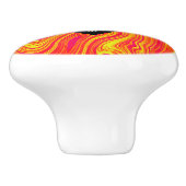 Abstracte moderne rode gele vloeibare marmer keramische knop (Zijkant)