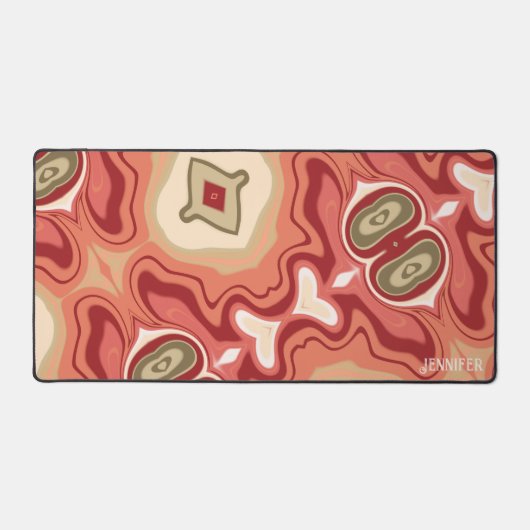 Abstracte Moderne Rode Groene Kleurrijke Boho Naam Bureaumat (Voorkant)
