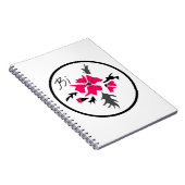 Abstracte, moderne roze bloemgrijze bladeren drukk notitieboek (Rechterzijde)