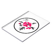 Abstracte, moderne roze bloemgrijze bladeren drukk notitieboek (Linkerzijde)