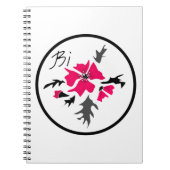 Abstracte, moderne roze bloemgrijze bladeren drukk notitieboek (Voorkant)