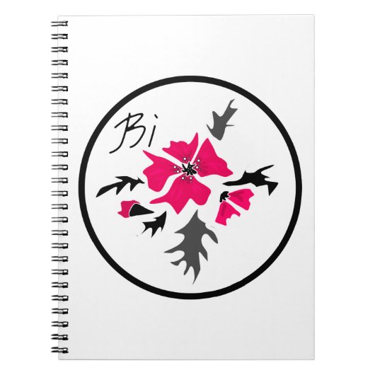 Abstracte, moderne roze bloemgrijze bladeren drukk notitieboek (Voorkant)