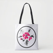 Abstracte, moderne roze bloemgrijze bladeren drukk tote bag (Voorkant)