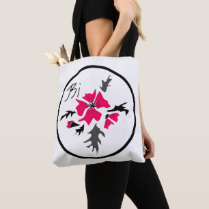 Abstracte moderne roze de drukwhit van bloem tote bag