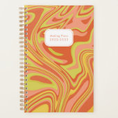 Abstracte moderne roze rode marmer Yarly Planner (Voorkant)