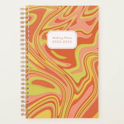Abstracte moderne roze rode marmer Yarly Planner (Voorkant)