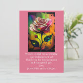 Abstracte moderne roze rozen bedankkaart (Staand voorkant)
