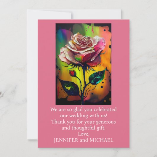 Abstracte moderne roze rozen dank je wel kaart (Voorkant)