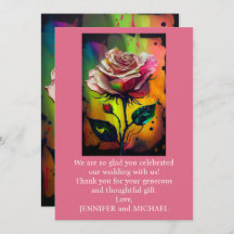 Abstracte moderne roze rozen dank je wel kaart