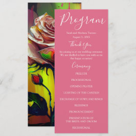 Abstracte Moderne Roze Rozen Huwelijksprogramma's Menu
