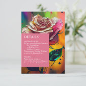 Abstracte moderne roze rozen RSVP-reactiekaart RSVP Kaartje (Staand voorkant)