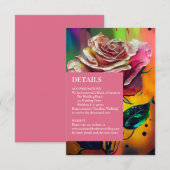 Abstracte moderne roze rozen RSVP-reactiekaart RSVP Kaartje (Voorkant / Achterkant)