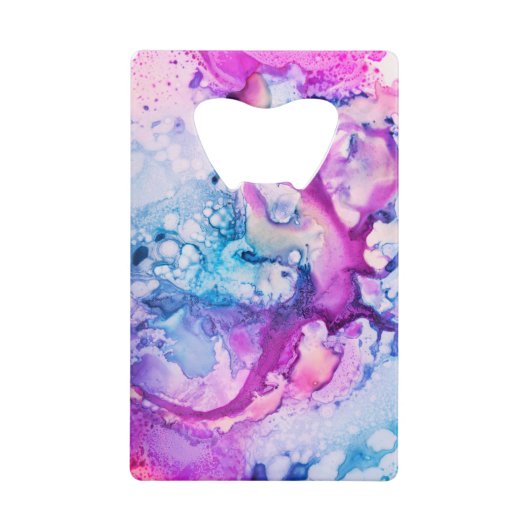*~* Abstracte Moderne Roze Violet Paarse Waterverf Creditkaart Flessenopener (Voorkant)
