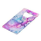 *~* Abstracte Moderne Roze Violet Paarse Waterverf Creditkaart Flessenopener (Voorkant Gekanteld)