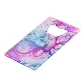 *~* Abstracte Moderne Roze Violet Paarse Waterverf Creditkaart Flessenopener (Achterkant Gekanteld)