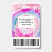 Abstracte moderne, roze witte tinkleurstof badge (Achterkant)