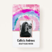 Abstracte moderne, roze witte tinkleurstof badge (Voorkant)