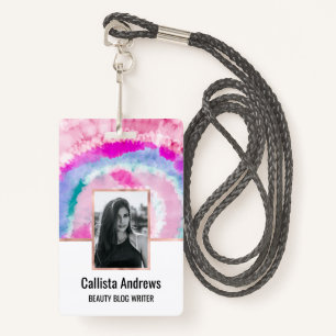 Abstracte moderne, roze witte tinkleurstof badge