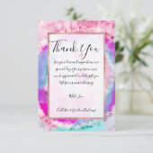 Abstracte moderne, roze witte tinkleurstof bedankkaart (Staand voorkant)