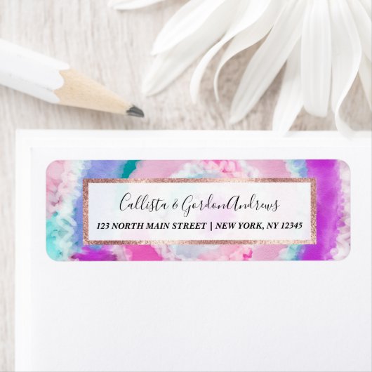 Abstracte moderne, roze witte tinkleurstof etiket (Insitu)