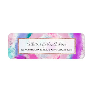 Abstracte moderne, roze witte tinkleurstof etiket