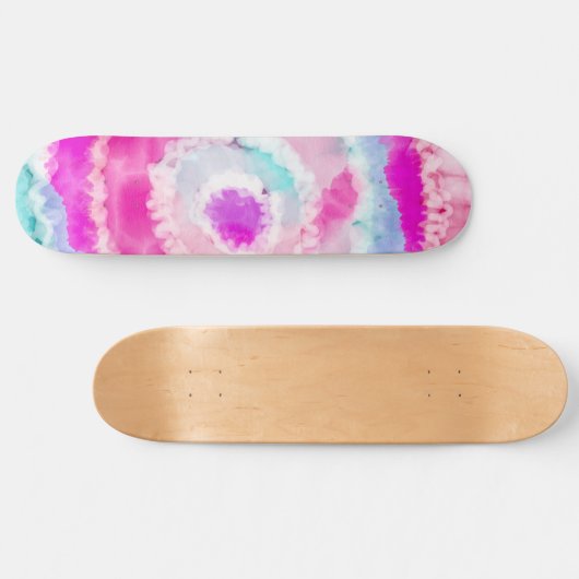 Abstracte moderne, roze witte tinkleurstof persoonlijk skateboard (Horizontaal)