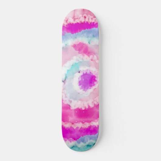 Abstracte moderne, roze witte tinkleurstof persoonlijk skateboard (Voorkant)
