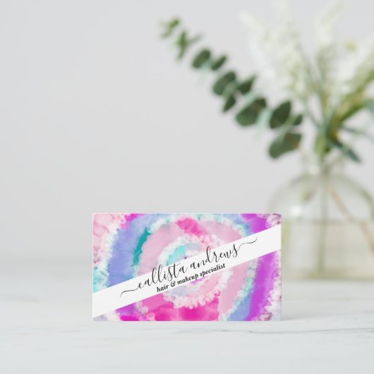 Abstracte moderne, roze witte tinkleurstof visitekaartje (Staand voorkant)