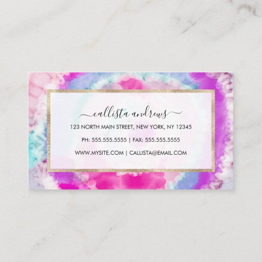 Abstracte moderne, roze witte tinkleurstof visitekaartje (Achterkant)