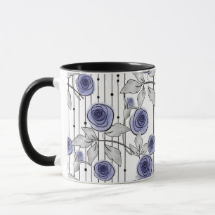 Abstracte moderne rozen bloemen paars grijs wit zi mok