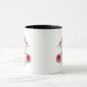 Abstracte moderne rozen bloemen rood grijs bloemmo mok (Midden)