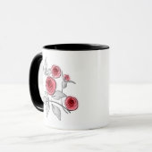 Abstracte moderne rozen bloemen rood grijs bloemmo mok (Voorkant links)