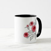 Abstracte moderne rozen bloemen rood grijs bloemmo mok (Voorkant rechts)