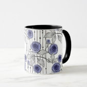 Abstracte moderne rozen bloemen schenden grijs wit mok (Voorkant rechts)