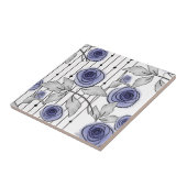 Abstracte moderne rozen bloemen schenden grijs wit tegeltje (Zijkant)