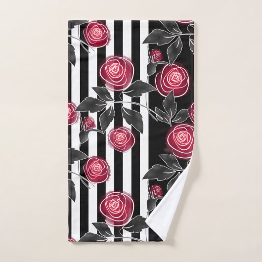 Abstracte, moderne rozenbladeren schetsen bloemen bad handdoek (Handdoek)