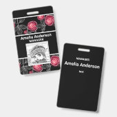 Abstracte, moderne rozenbladeren schetsen bloemen badge (Voor- en achterkant)