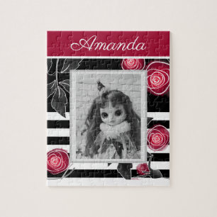 Abstracte, moderne rozenbladeren schetsen bloemen legpuzzel