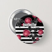 Abstracte, moderne rozenbladeren schetsen bloemen ronde button 5,7 cm (Voorkant /achterkant)