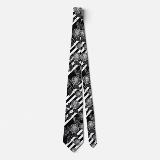 Abstracte, moderne rozenbladeren schetsen bloemen stropdas (Voorkant)