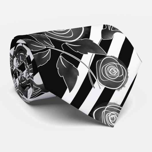 Abstracte, moderne rozenbladeren schetsen bloemen stropdas (Opgerold)