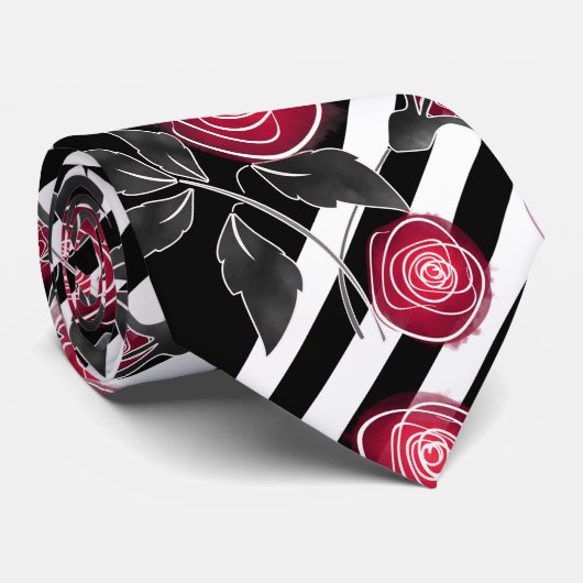 Abstracte, moderne rozenbladeren schetsen bloemen stropdas (Opgerold)