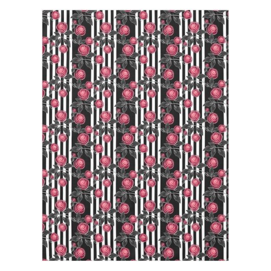 Abstracte, moderne rozenbladeren schetsen bloemen tafelkleed (Voorkant)