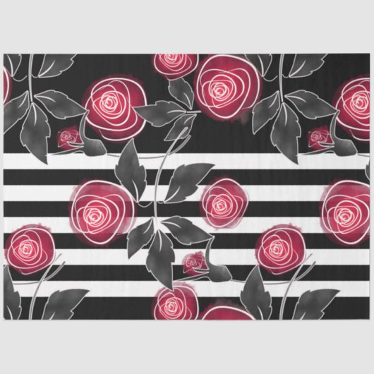 Abstracte, moderne rozenbladeren schetsen bloemen tissuepapier (Voorkant)