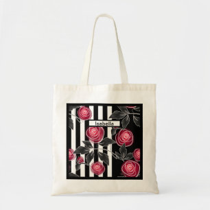 Abstracte, moderne rozenbladeren schetsen bloemen tote bag
