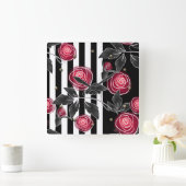 Abstracte, moderne rozenbladeren schetsen bloemen vierkante klok (Huis)