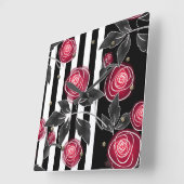 Abstracte, moderne rozenbladeren schetsen bloemen vierkante klok (Hoek)